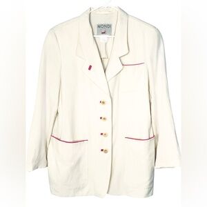 Vintage Mondi Blazer in Ivory with Red Trim